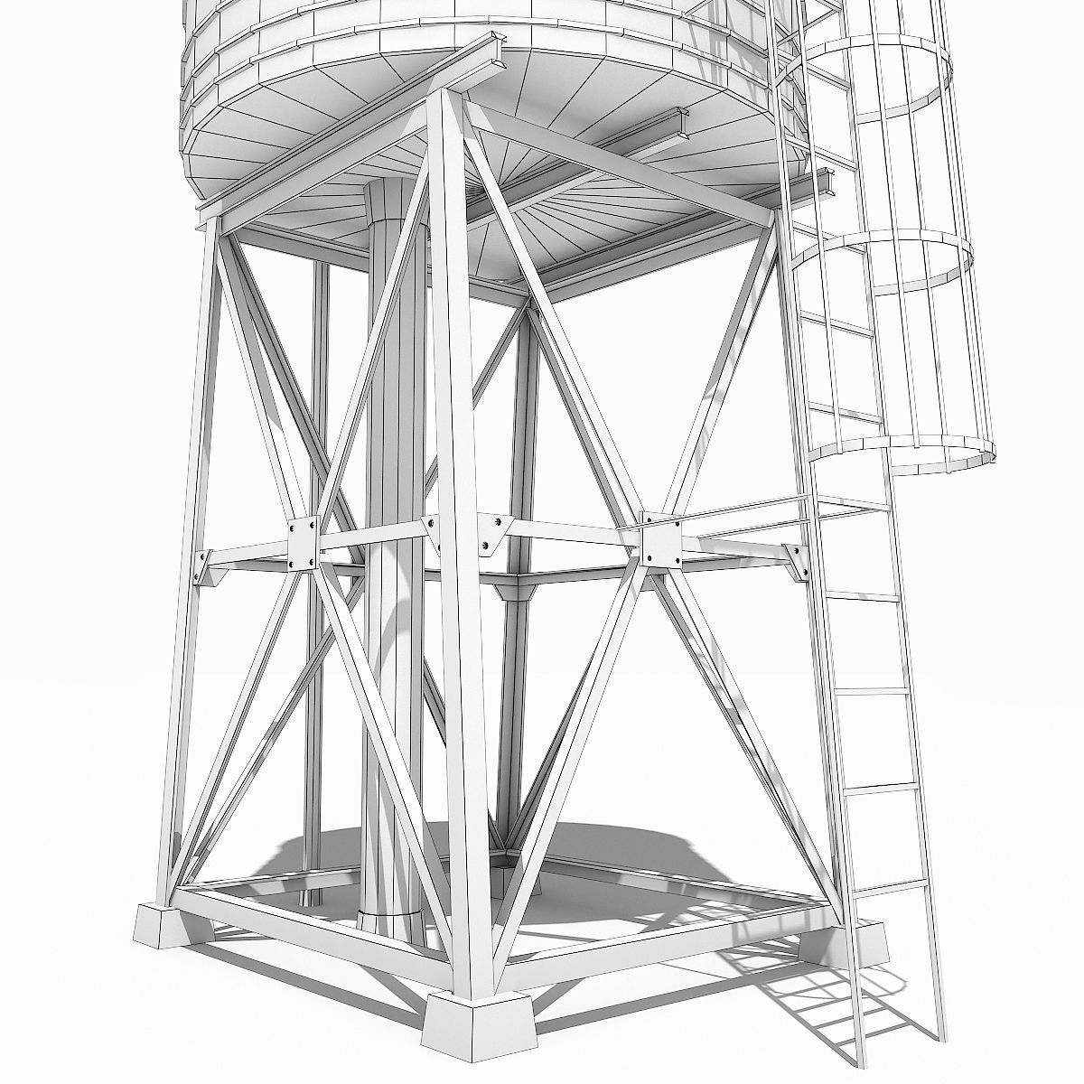 New York Water Tower Low-poly 3D model_13