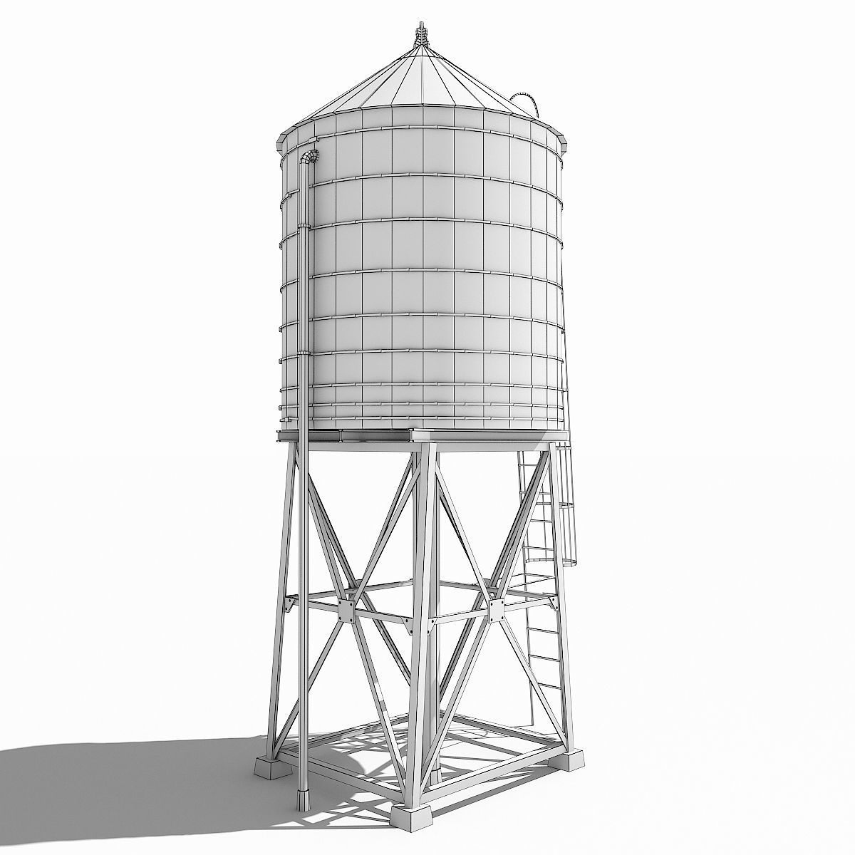 New York Water Tower Low-poly 3D model_11
