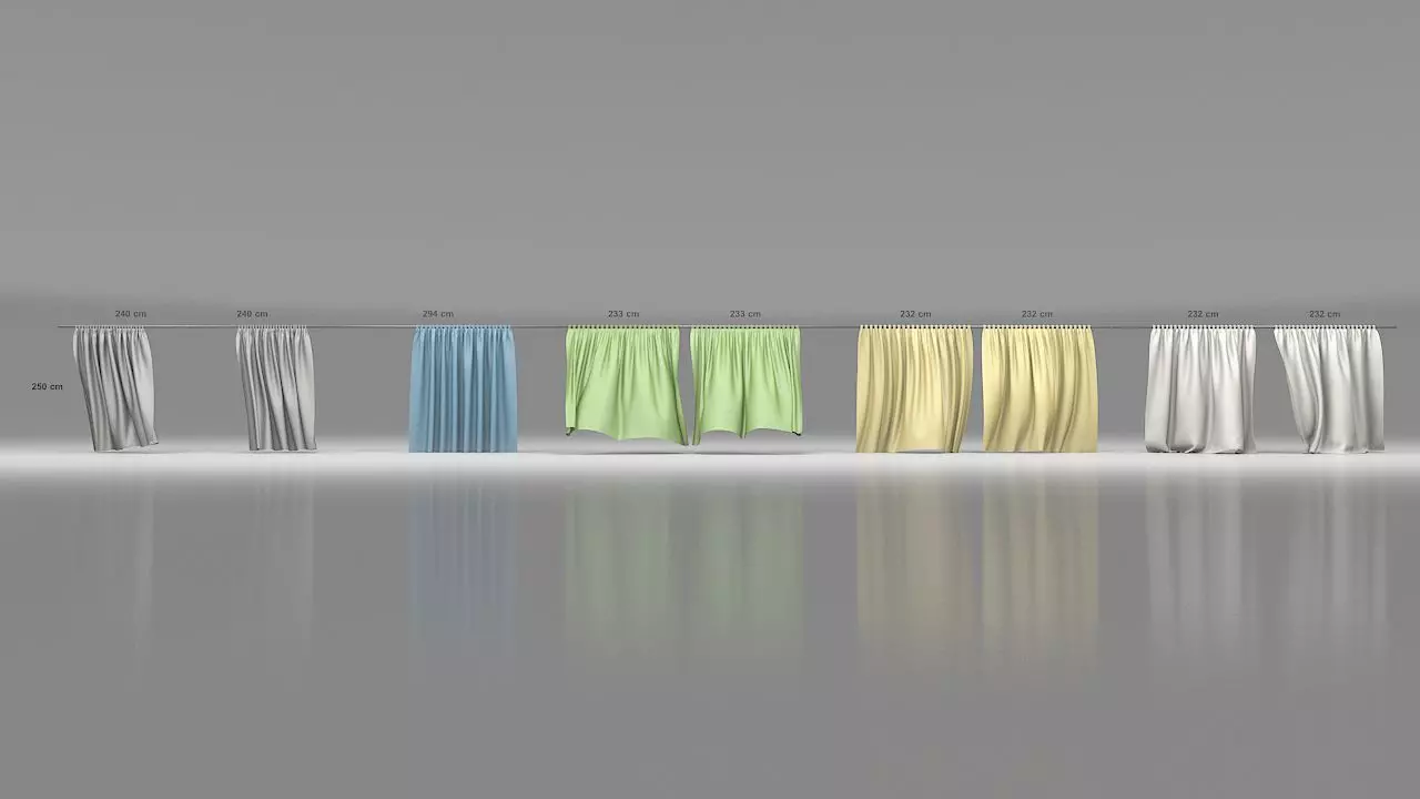 Curtains Collection Animated  3D model_0