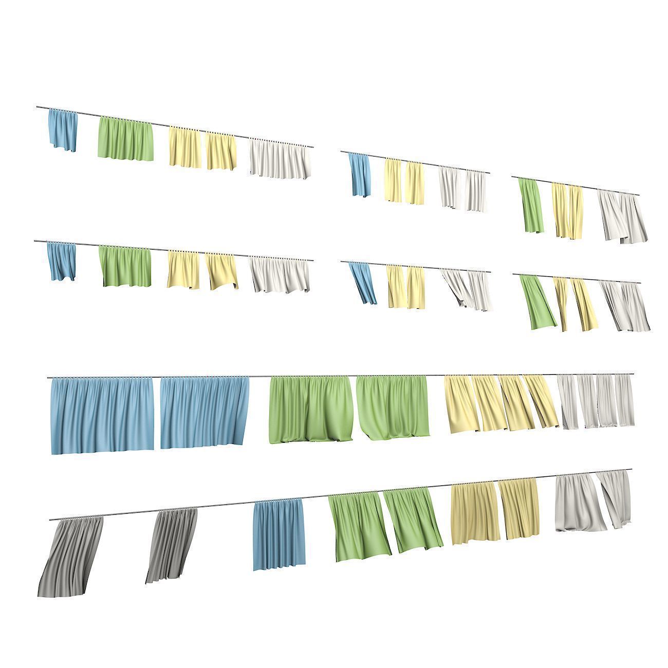 Curtains Collection Animated  3D model_3