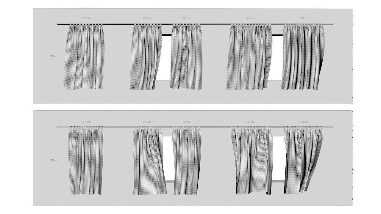 Curtains Collection Animated  3D model_14