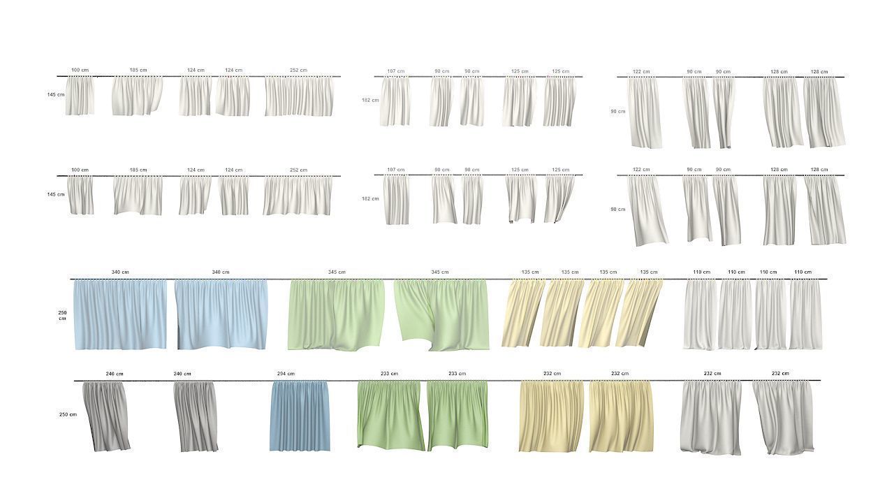 Curtains Collection Animated  3D model_4