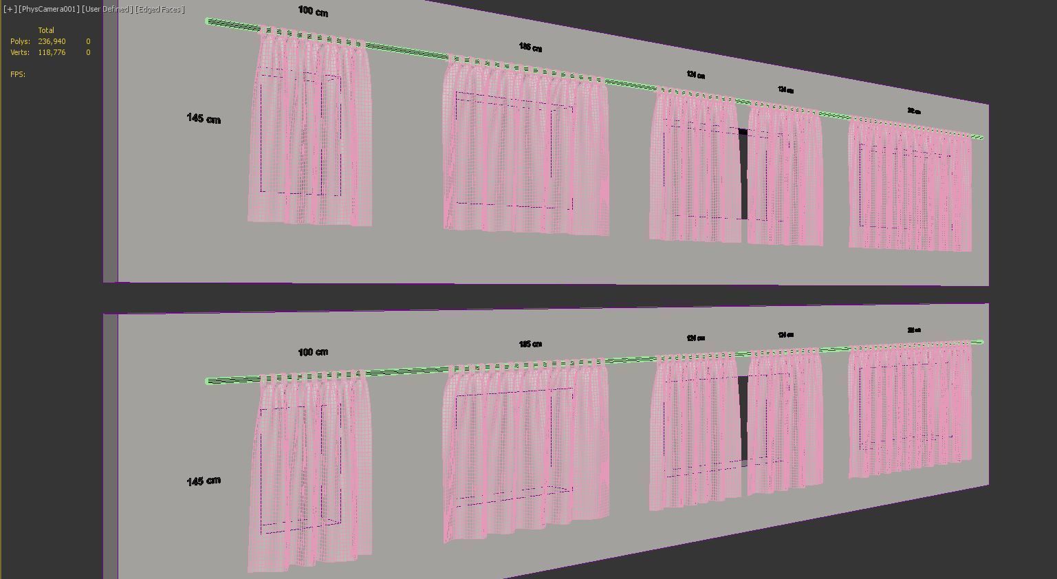 Curtains Collection Animated  3D model_6