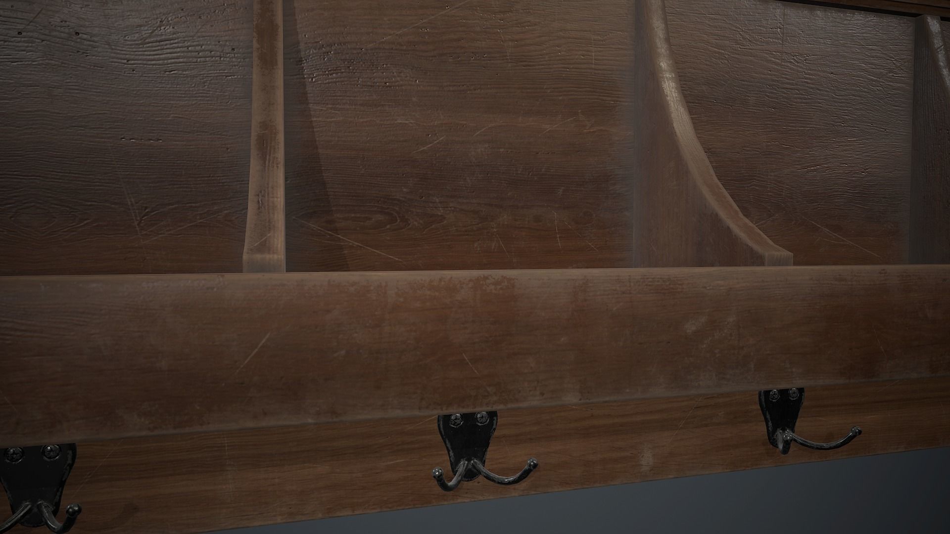 Wooden Wall Hanger PBR Game Ready Low-poly 3D model_13