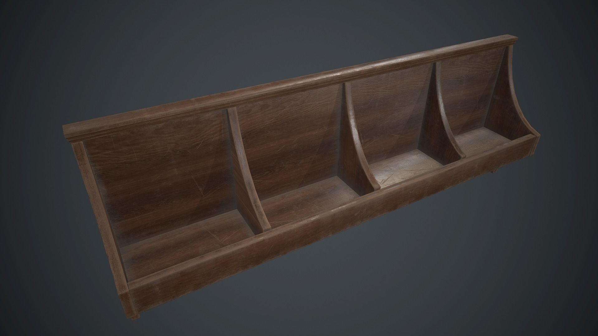 Wooden Wall Hanger PBR Game Ready Low-poly 3D model_5
