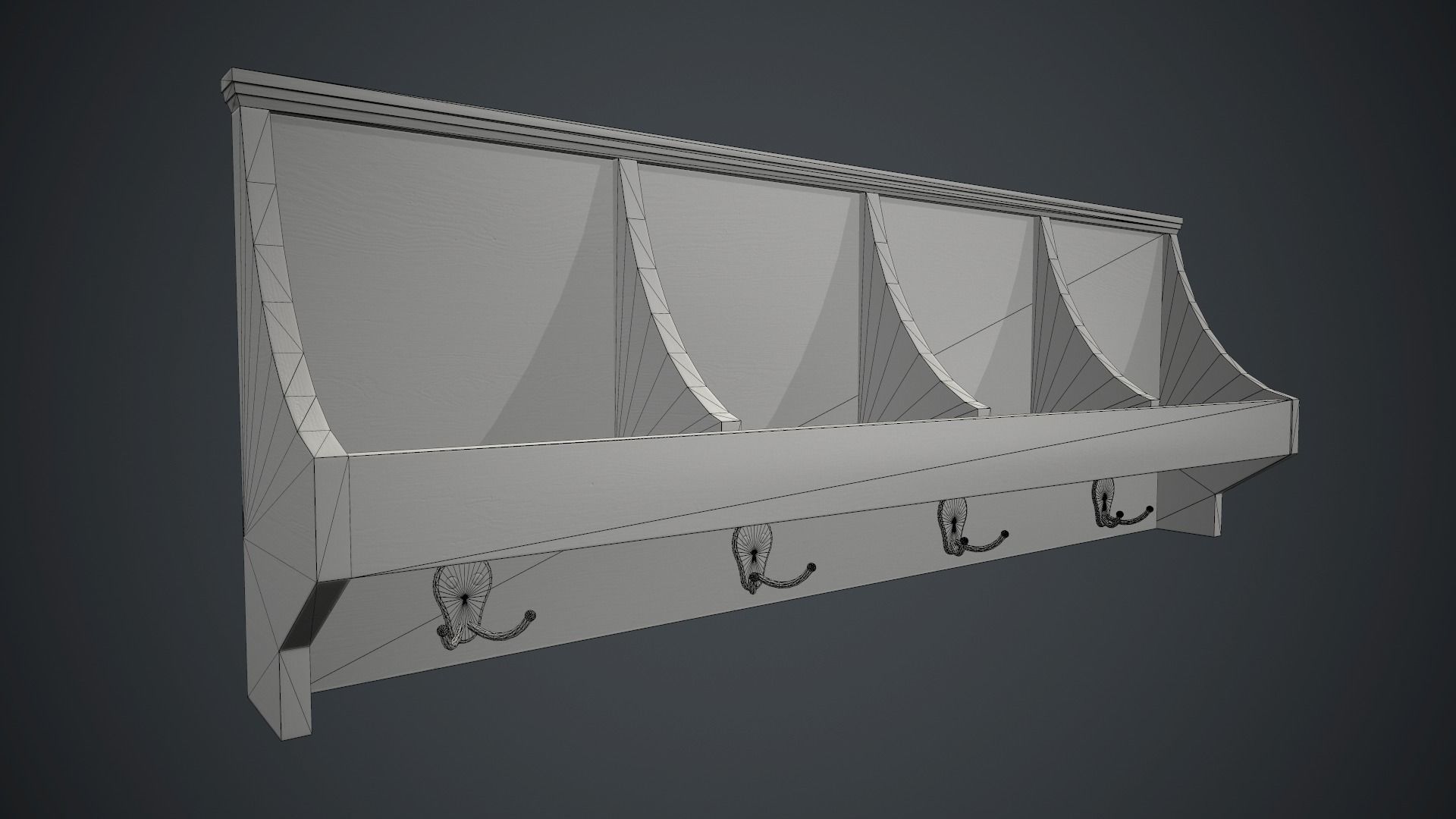 Wooden Wall Hanger PBR Game Ready Low-poly 3D model_16