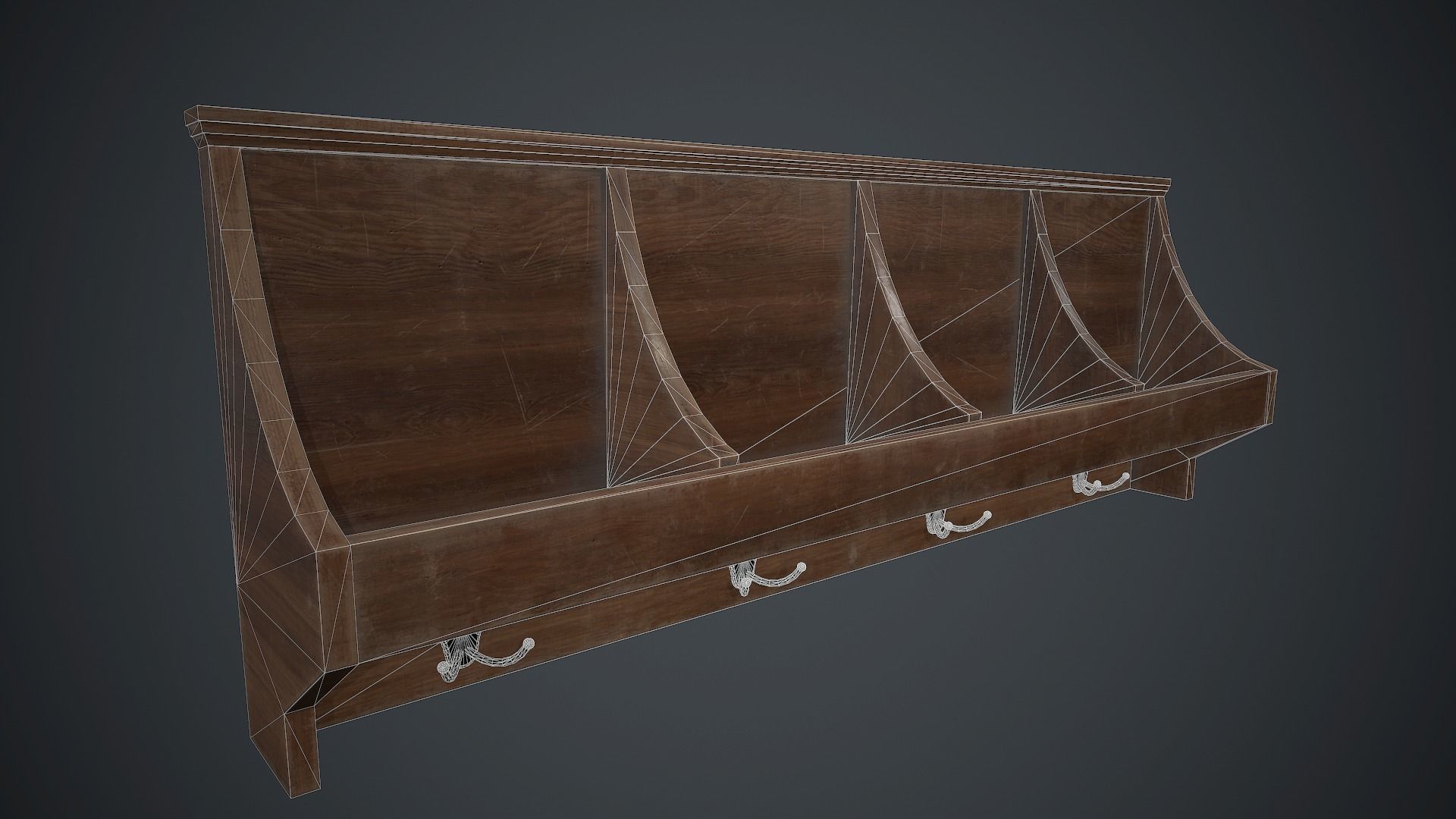 Wooden Wall Hanger PBR Game Ready Low-poly 3D model_14