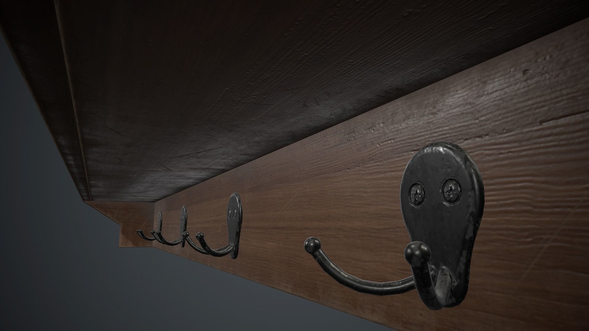 Wooden Wall Hanger PBR Game Ready Low-poly 3D model_10