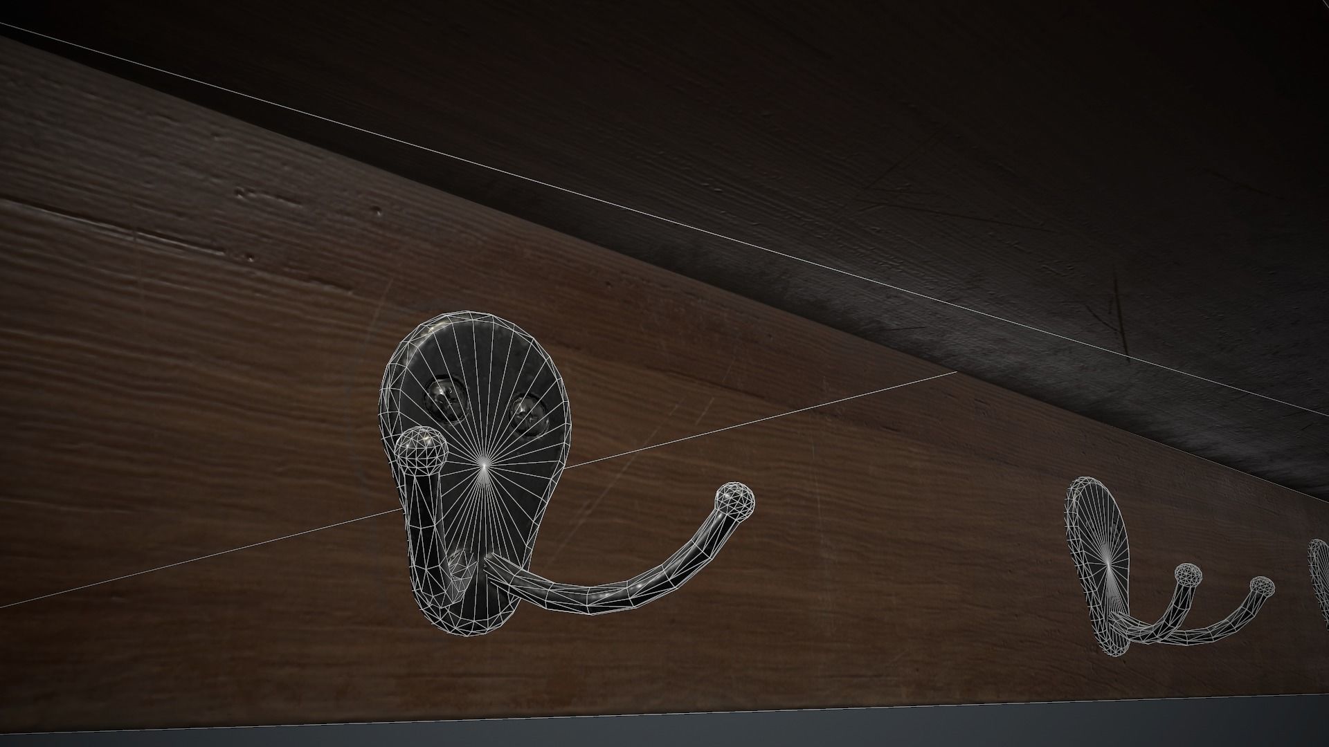 Wooden Wall Hanger PBR Game Ready Low-poly 3D model_15