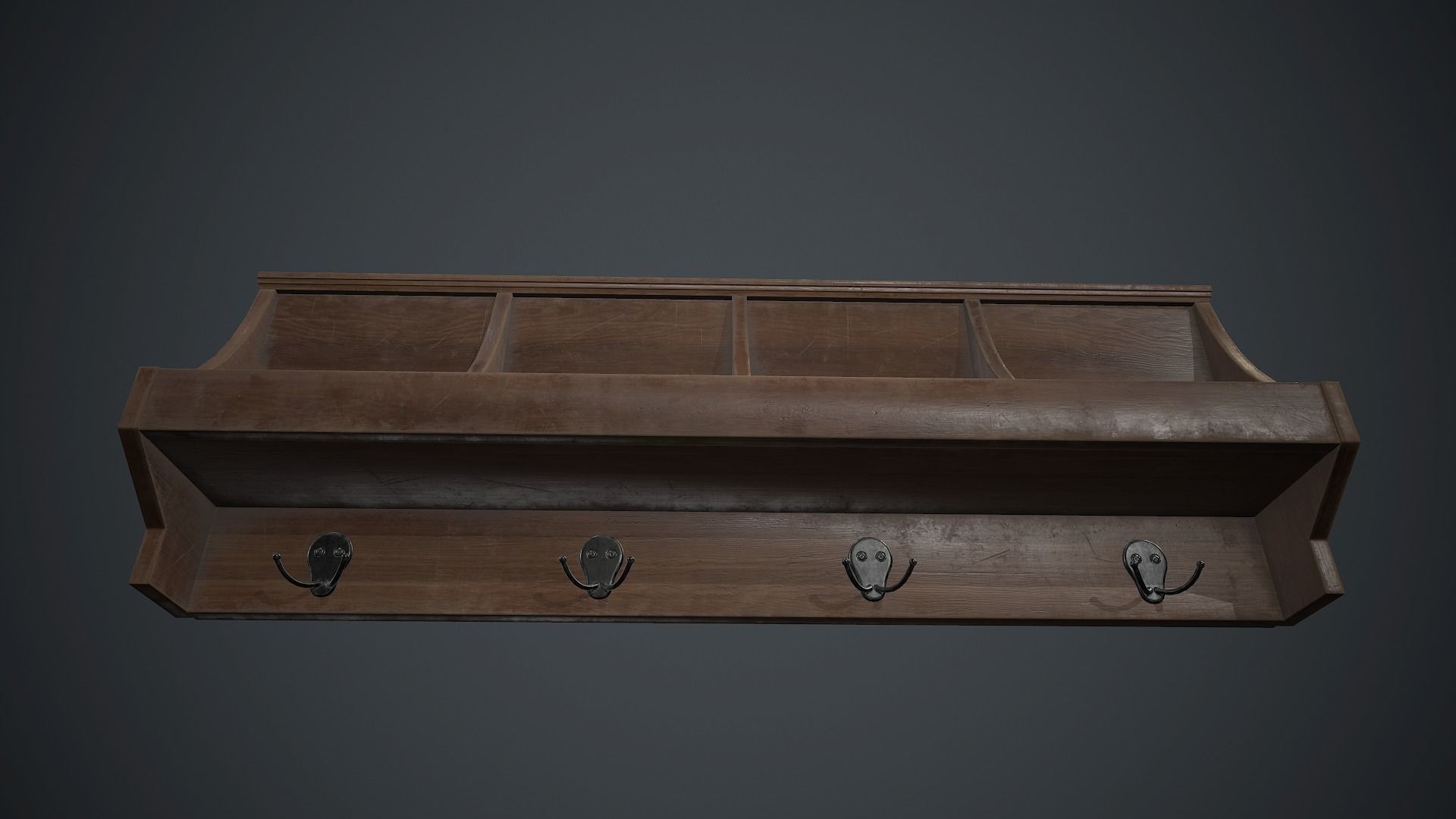 Wooden Wall Hanger PBR Game Ready Low-poly 3D model_9