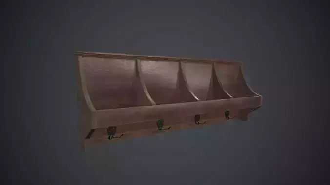 Wooden Wall Hanger PBR Game Ready Low-poly 3D model