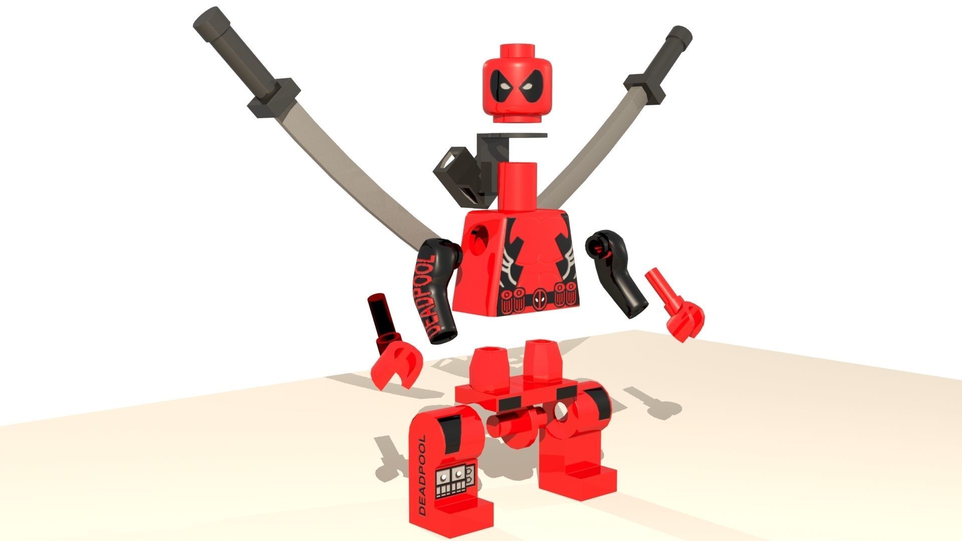 Deadpool Lego Character Low-poly 3D model_7