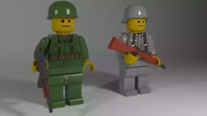 Lego WW2 Soldiers Low-poly 3D model