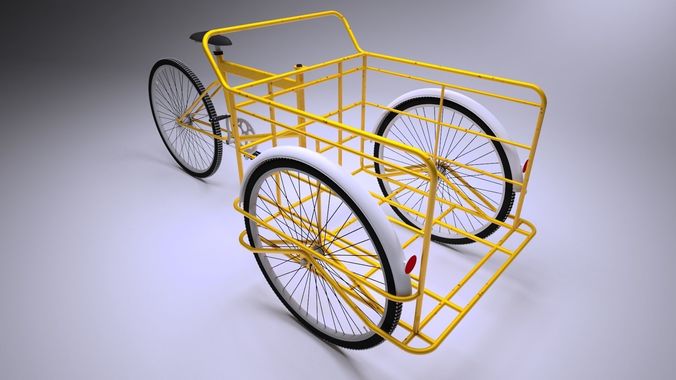 treecicle bicycle with basket Low-poly 3D model