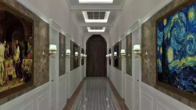 corridor classic Low-poly 3D model