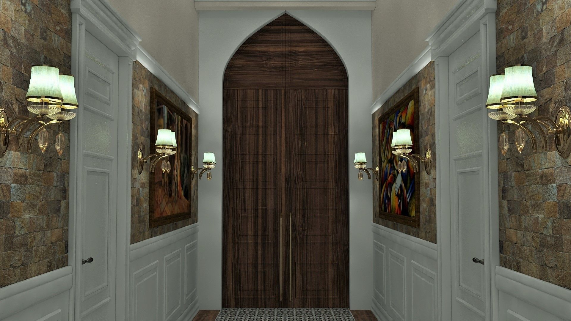 corridor classic Low-poly 3D model_4