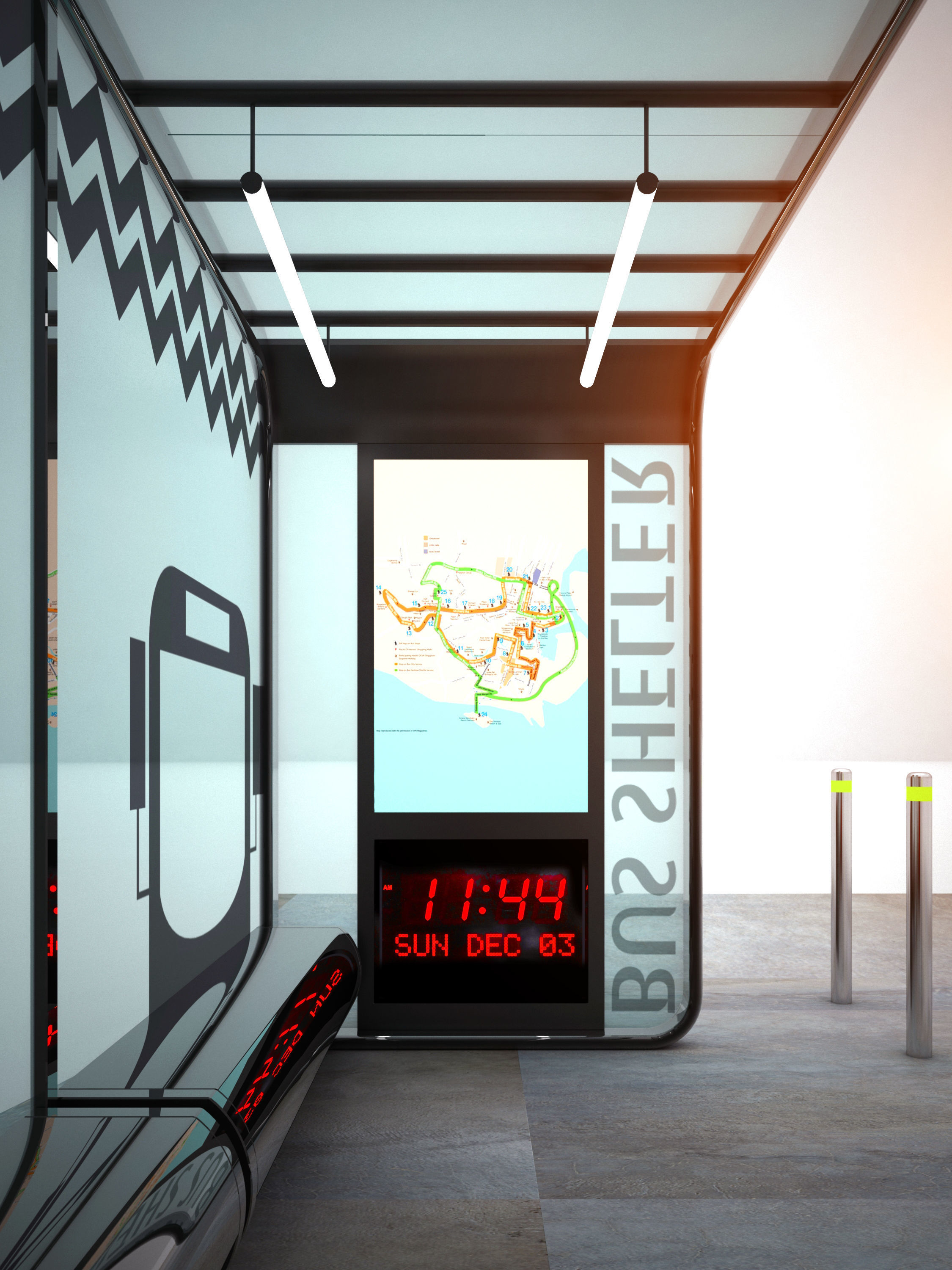 Bus Shelter 3D model_2