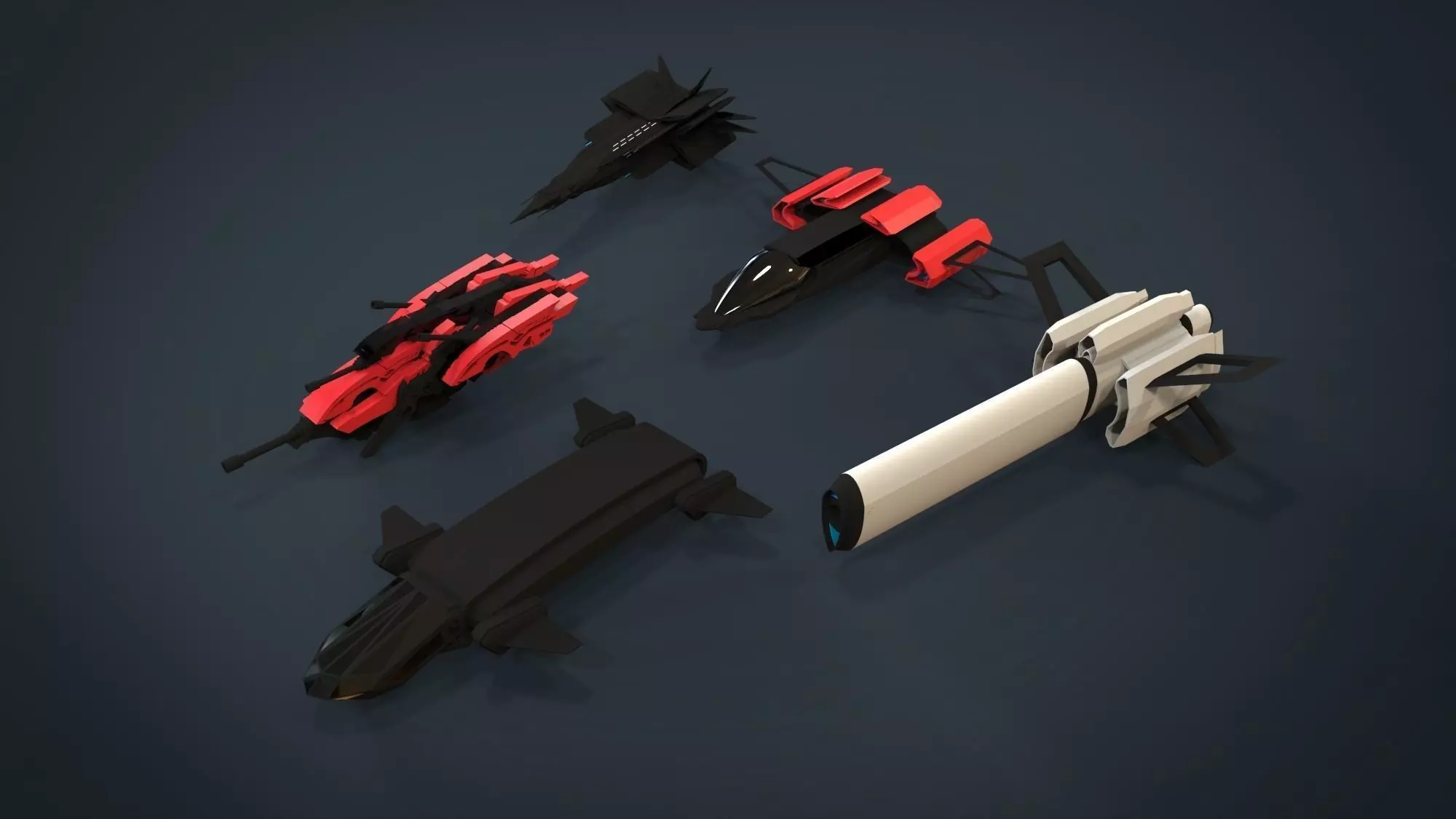 5 SpaceShip Collection 01 Low-poly 3D model_0