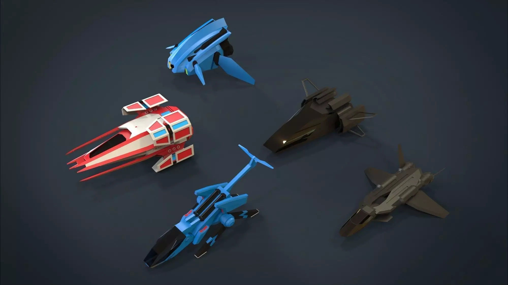 5 SpaceShip Collection 02 Low-poly 3D model_0