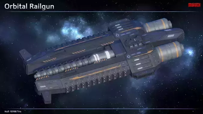 Orbital Railgun Low-poly 3D model