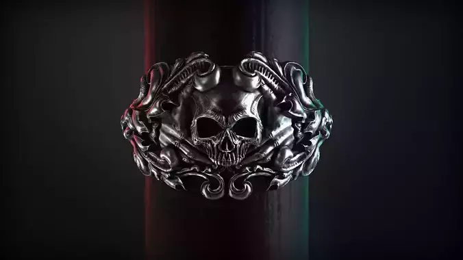 Vintage Skull Ring 3d model for 3d printing  3D print model