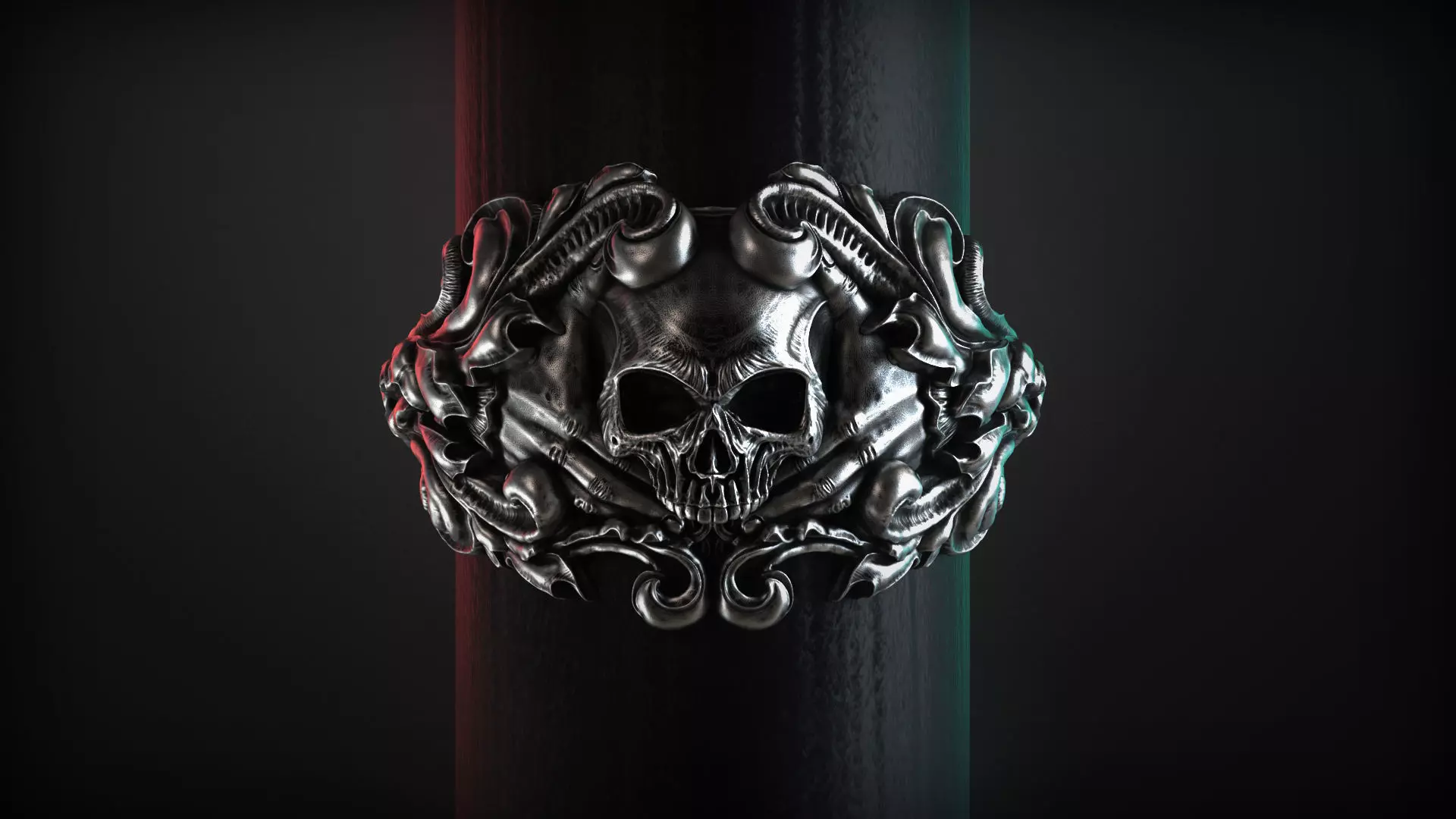 Vintage Skull Ring 3d model for 3d printing 3D print model_0