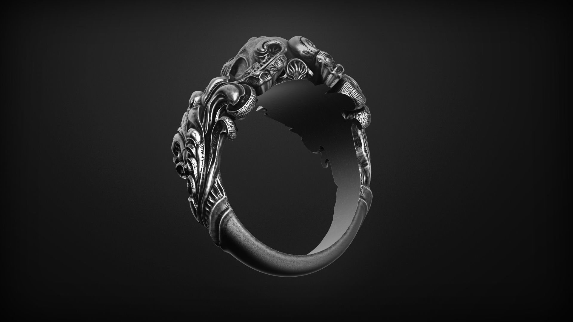 Vintage Skull Ring 3d model for 3d printing 3D print model_4