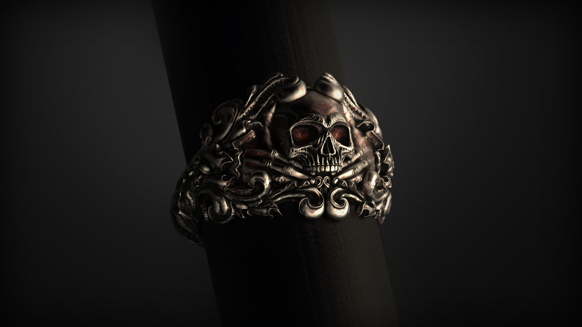 Vintage Skull Ring 3d model for 3d printing 3D print model_5