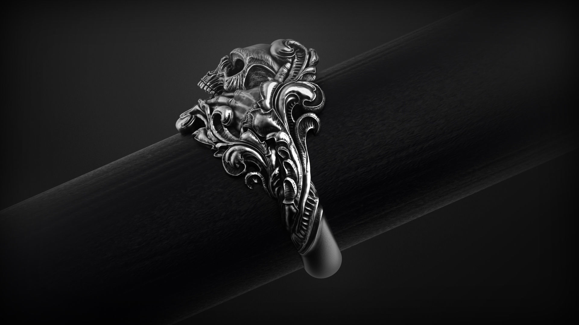 Vintage Skull Ring 3d model for 3d printing 3D print model_2