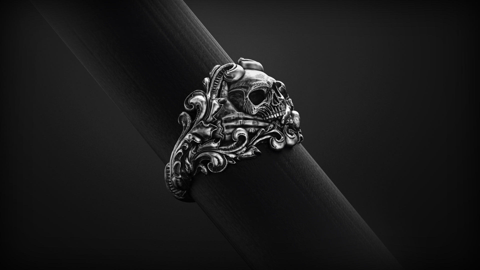 Vintage Skull Ring 3d model for 3d printing 3D print model_1