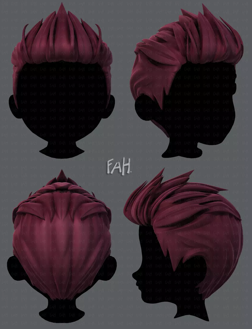 3D Hair style for boy V28 Low-poly 3D model_0