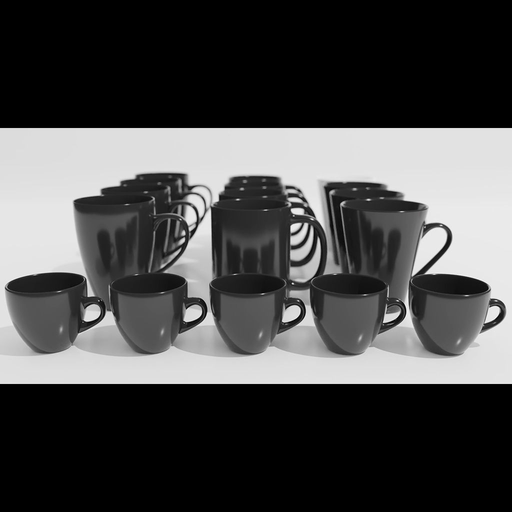 Coffee mug cups and espresso cup 3D model 3D model_2