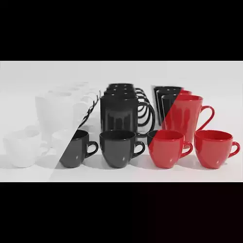 Coffee mug cups and espresso cup 3D model