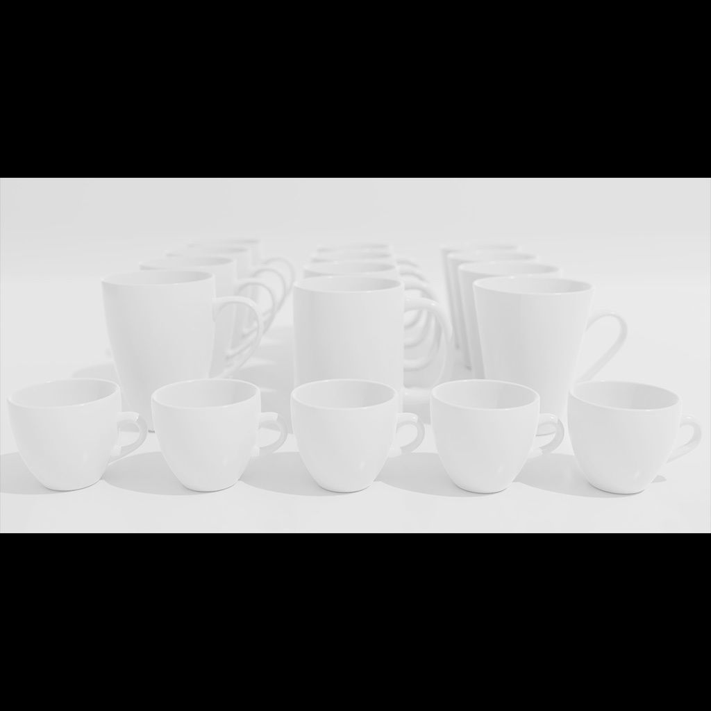 Coffee mug cups and espresso cup 3D model 3D model_3