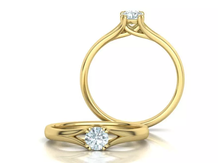 ENGAGEMENT REVERIE RING Round Gem Cut 4 SIZES N0271 3D print model