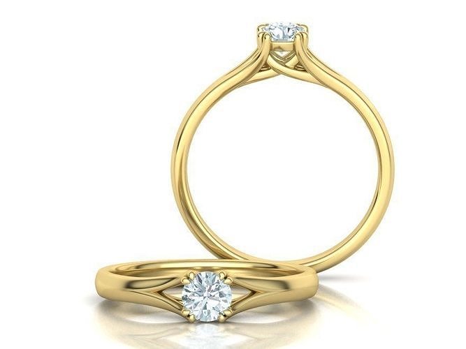 ENGAGEMENT REVERIE RING  Round Gem Cut  4 SIZES  N0271 3D print model