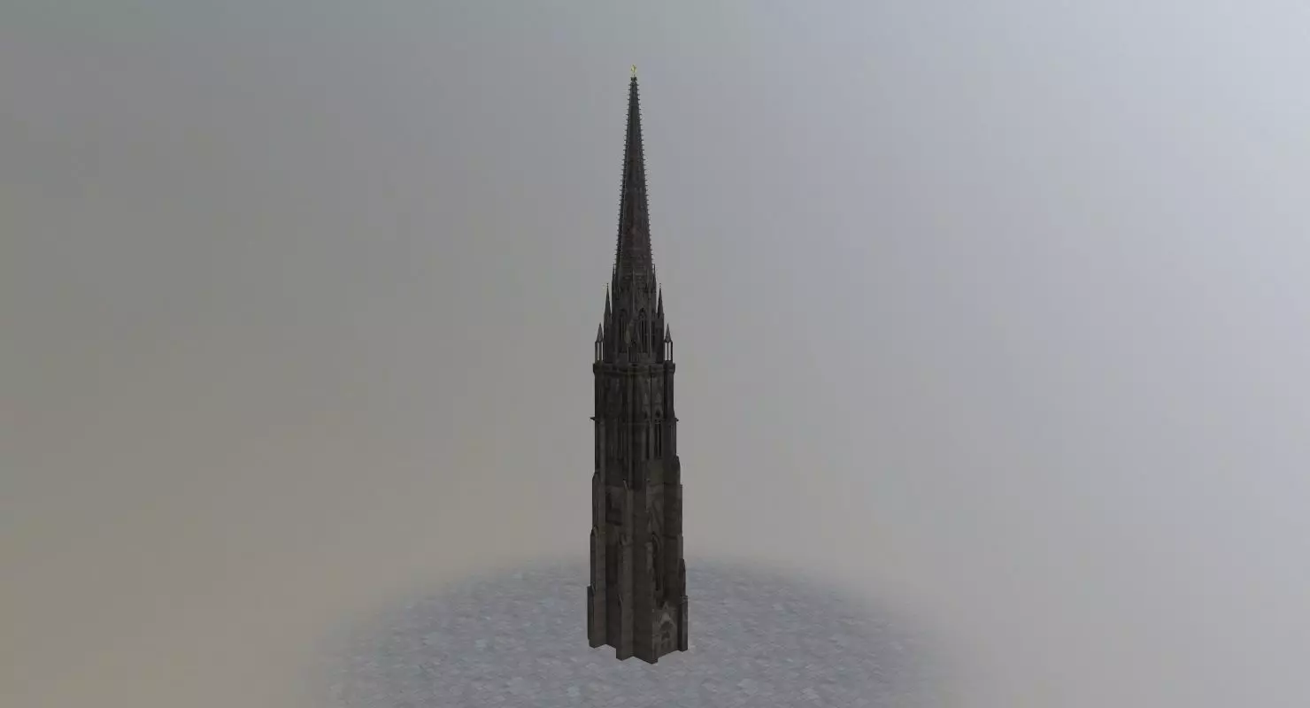 Hamburg St Nicolai Kirche Low-poly 3D model_0