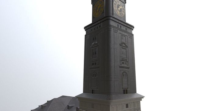 Hamburg St Michaelis Hauptkirche Low-poly 3D model 4