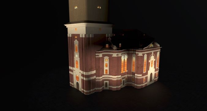 Hamburg St Michaelis Hauptkirche Low-poly 3D model 7
