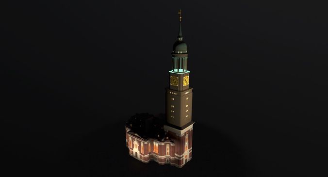 Hamburg St Michaelis Hauptkirche Low-poly 3D model 6