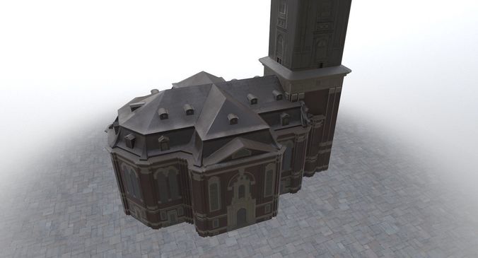 Hamburg St Michaelis Hauptkirche Low-poly 3D model 3