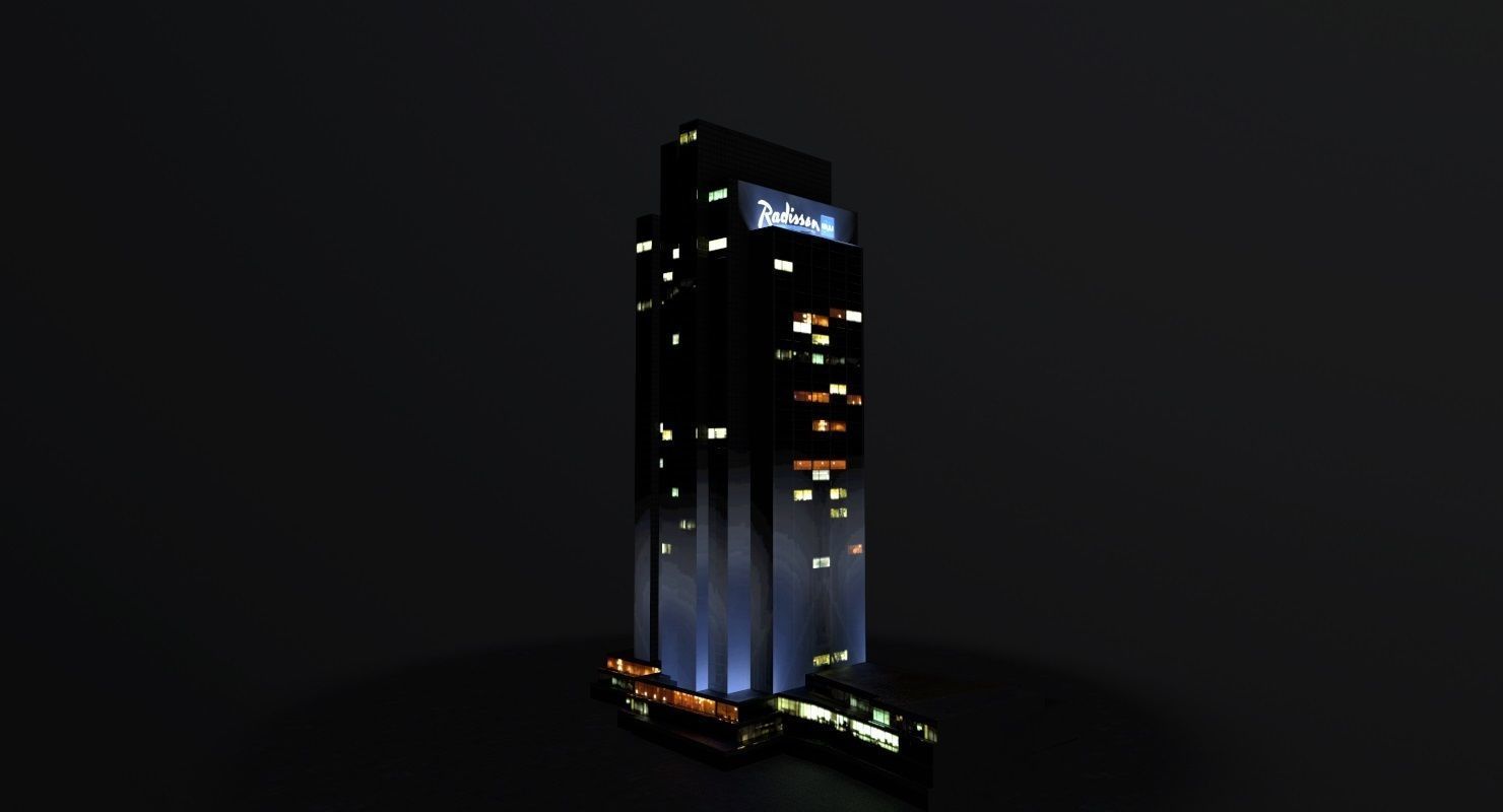 Hamburg Radisson Blu Hotel Low-poly 3D model_6