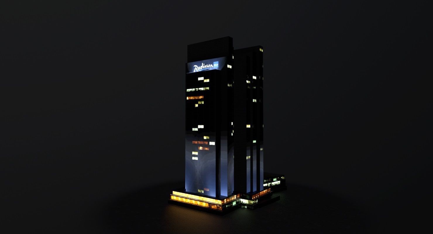 Hamburg Radisson Blu Hotel Low-poly 3D model_5