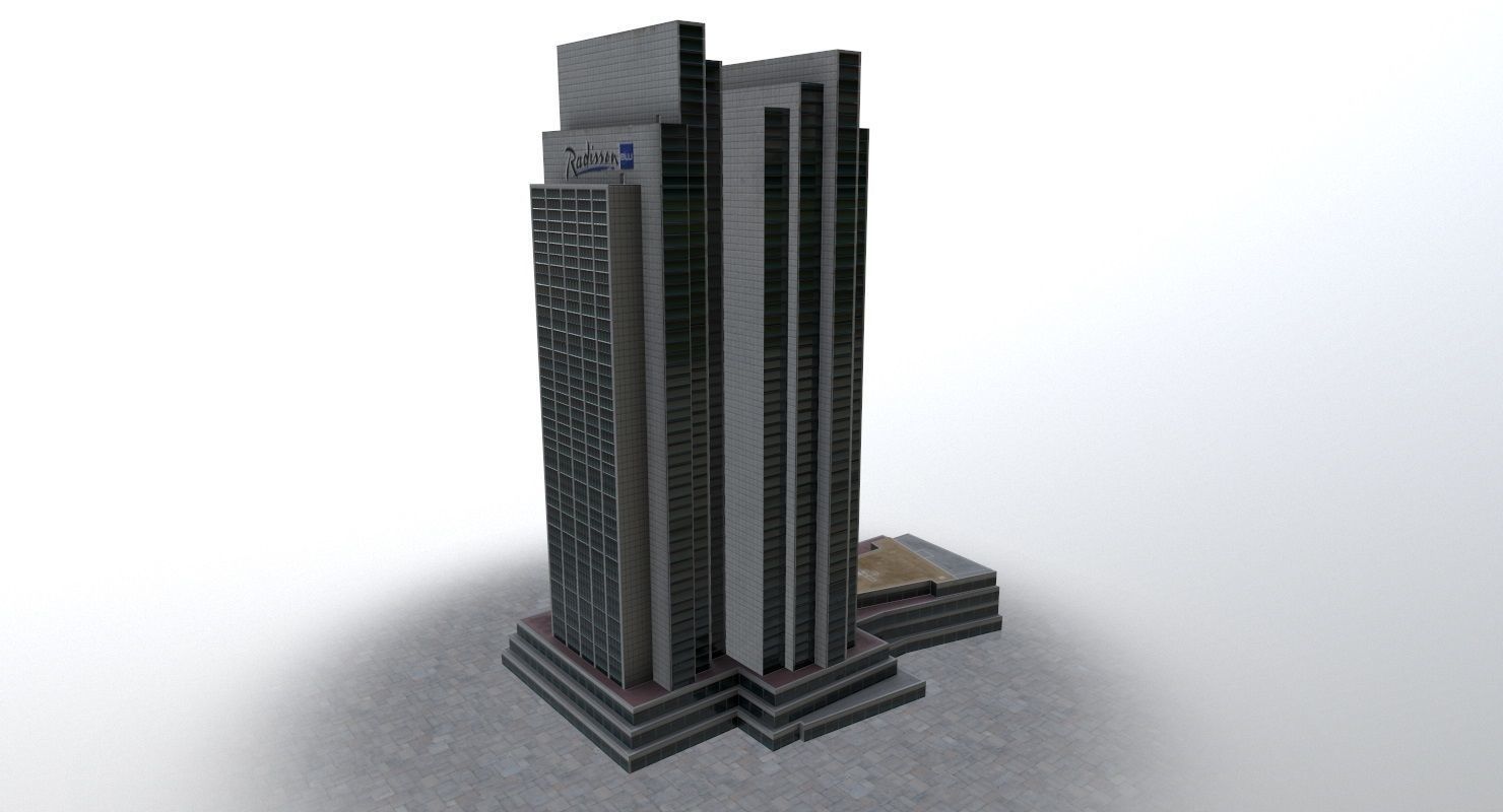 Hamburg Radisson Blu Hotel Low-poly 3D model_1