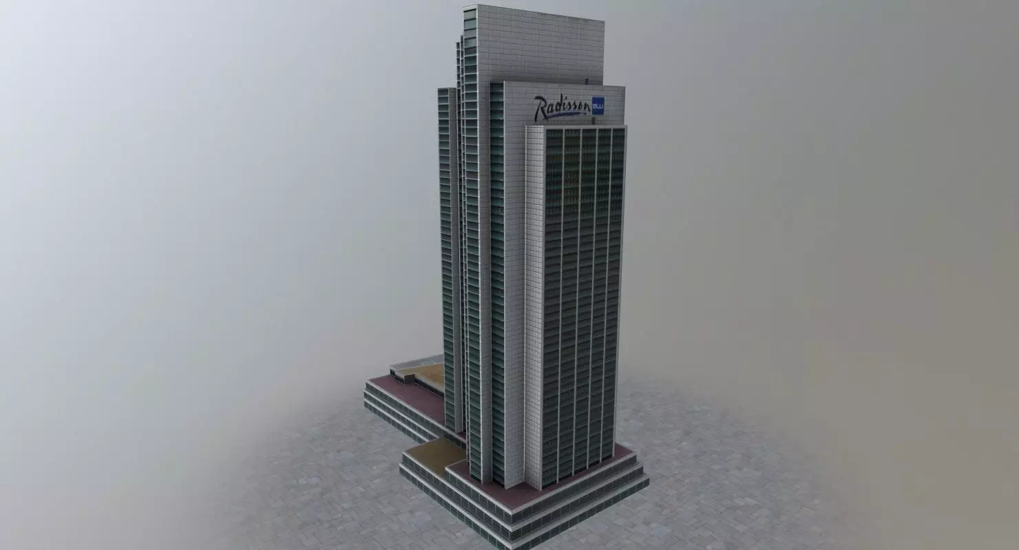 Hamburg Radisson Blu Hotel Low-poly 3D model_0