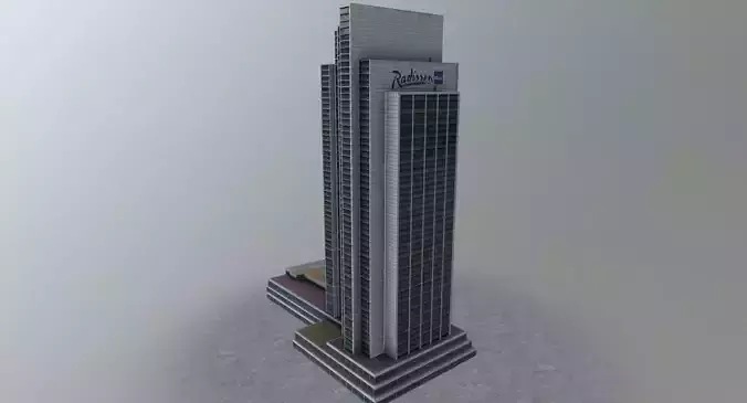 Hamburg Radisson Blu Hotel Low-poly 3D model
