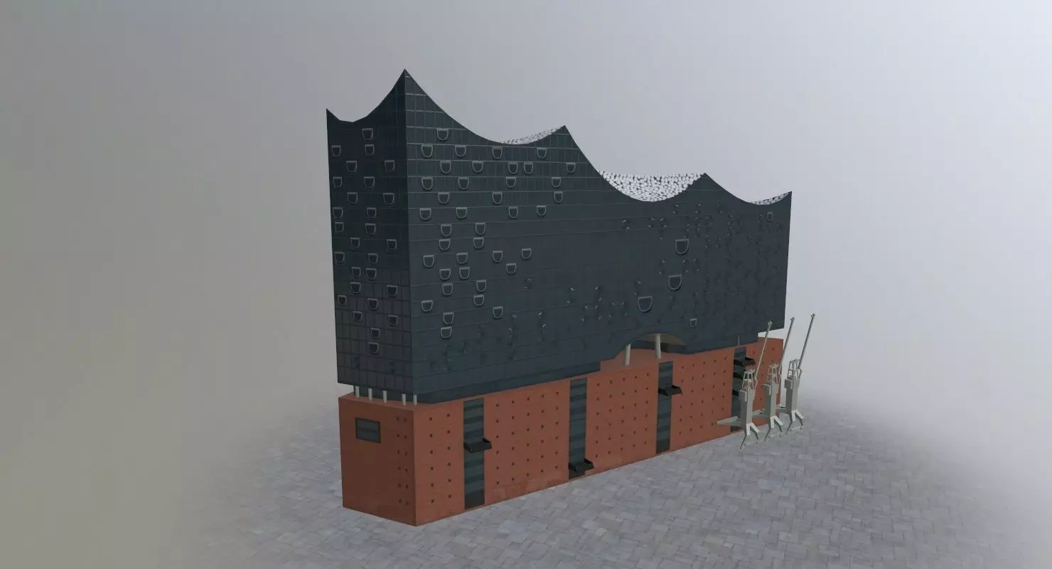 Hamburg Elbphilarmonie Low-poly 3D model_0