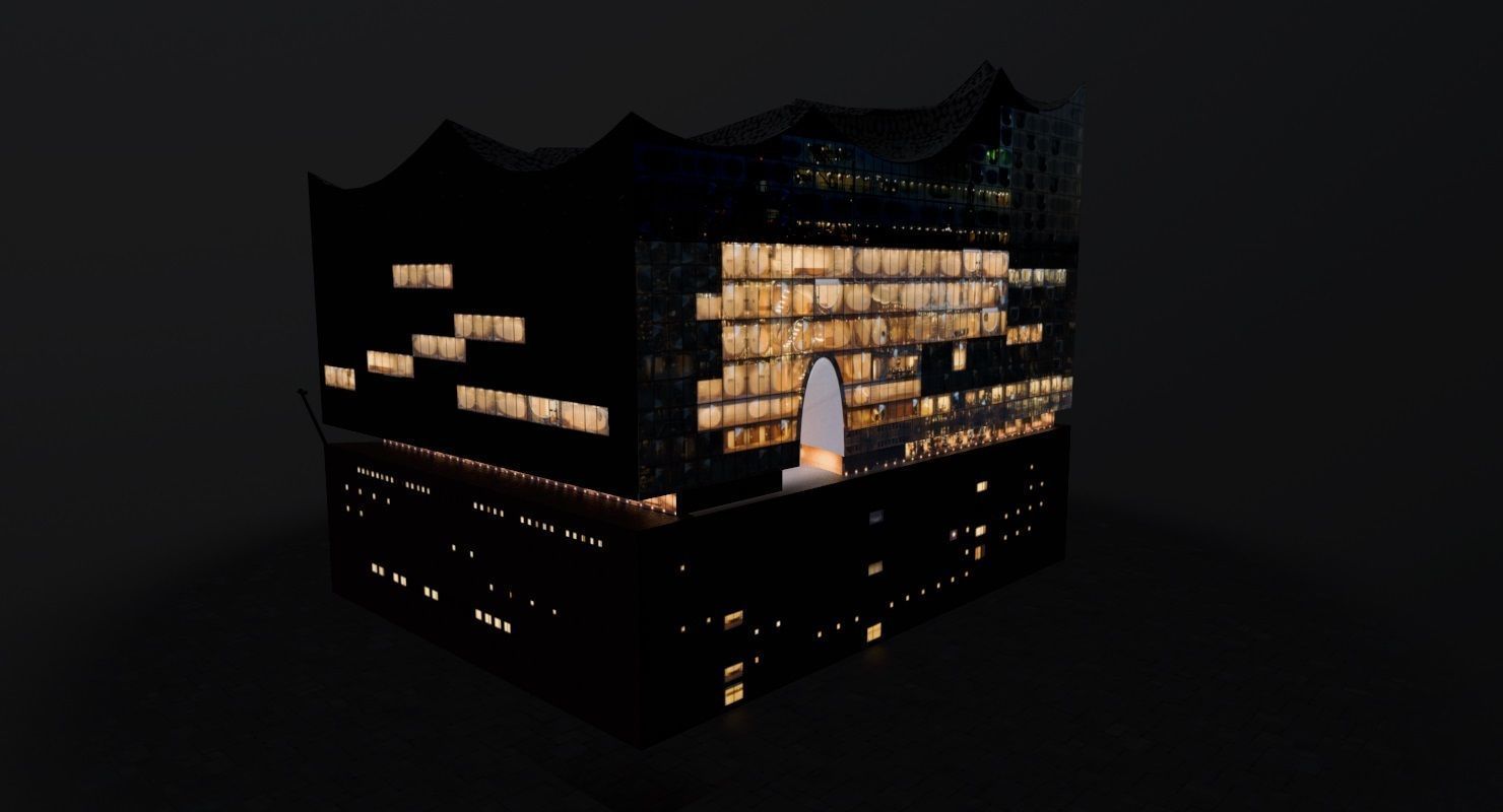 Hamburg Elbphilarmonie Low-poly 3D model_5