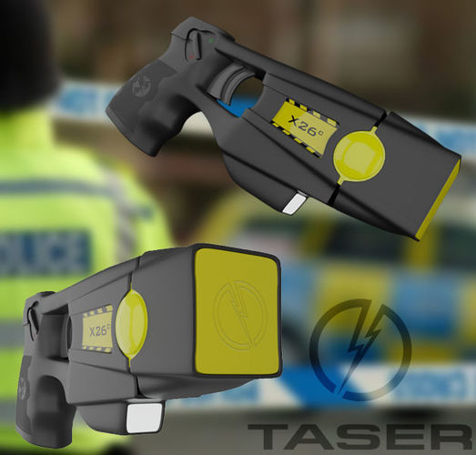 Taser gun with light Low-poly 3D model