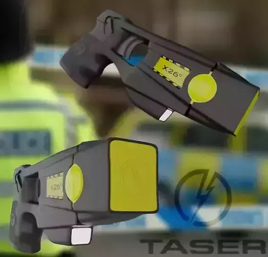 Taser gun with light Low-poly 3D model